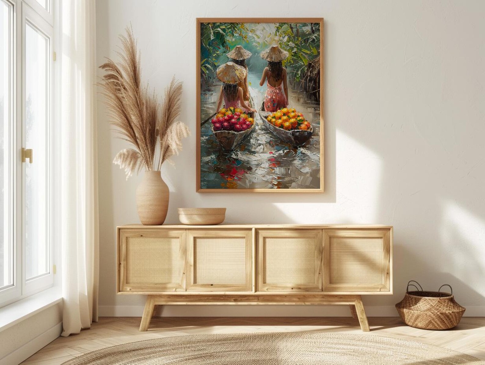 Thai Floating Market Art, Tropical Fruit Decor - Summer Boat Print — view 4