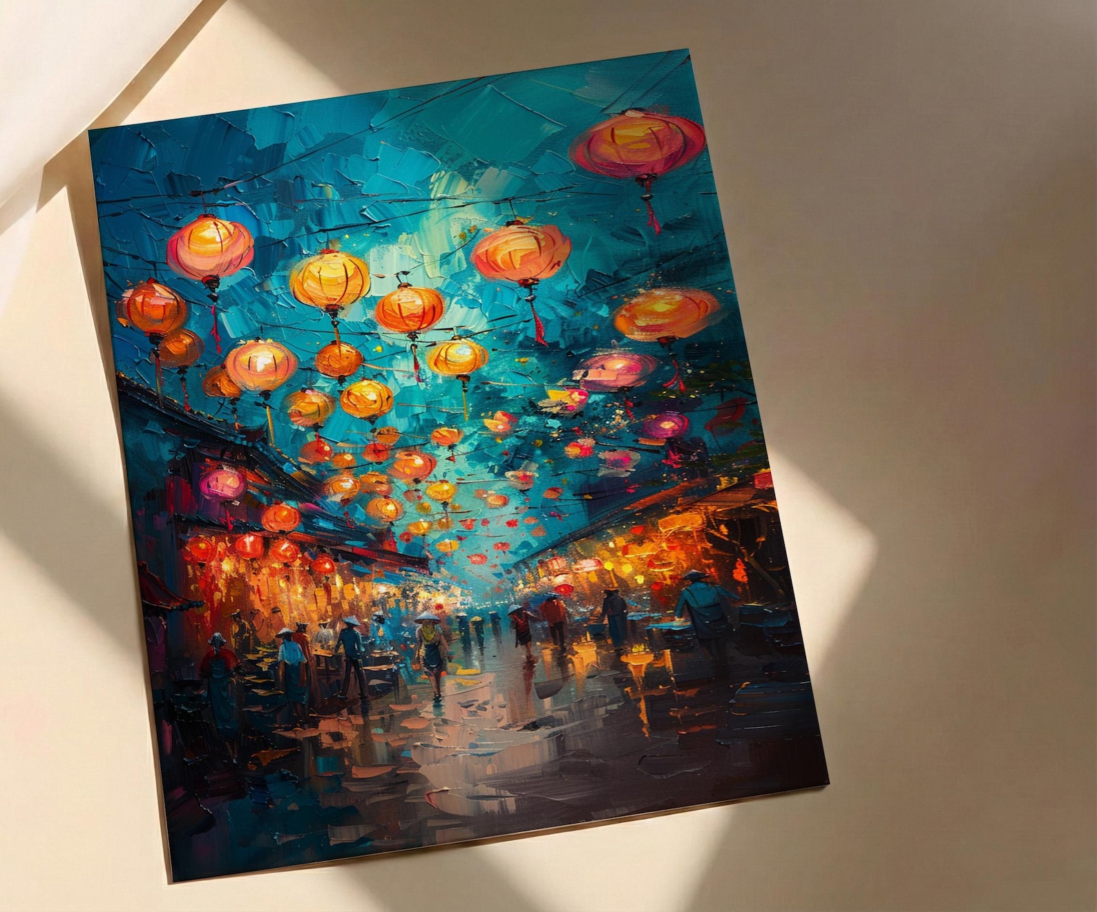 Hoi An Lantern Poster, Night Market Decor - Vietnam Street Art — view 2