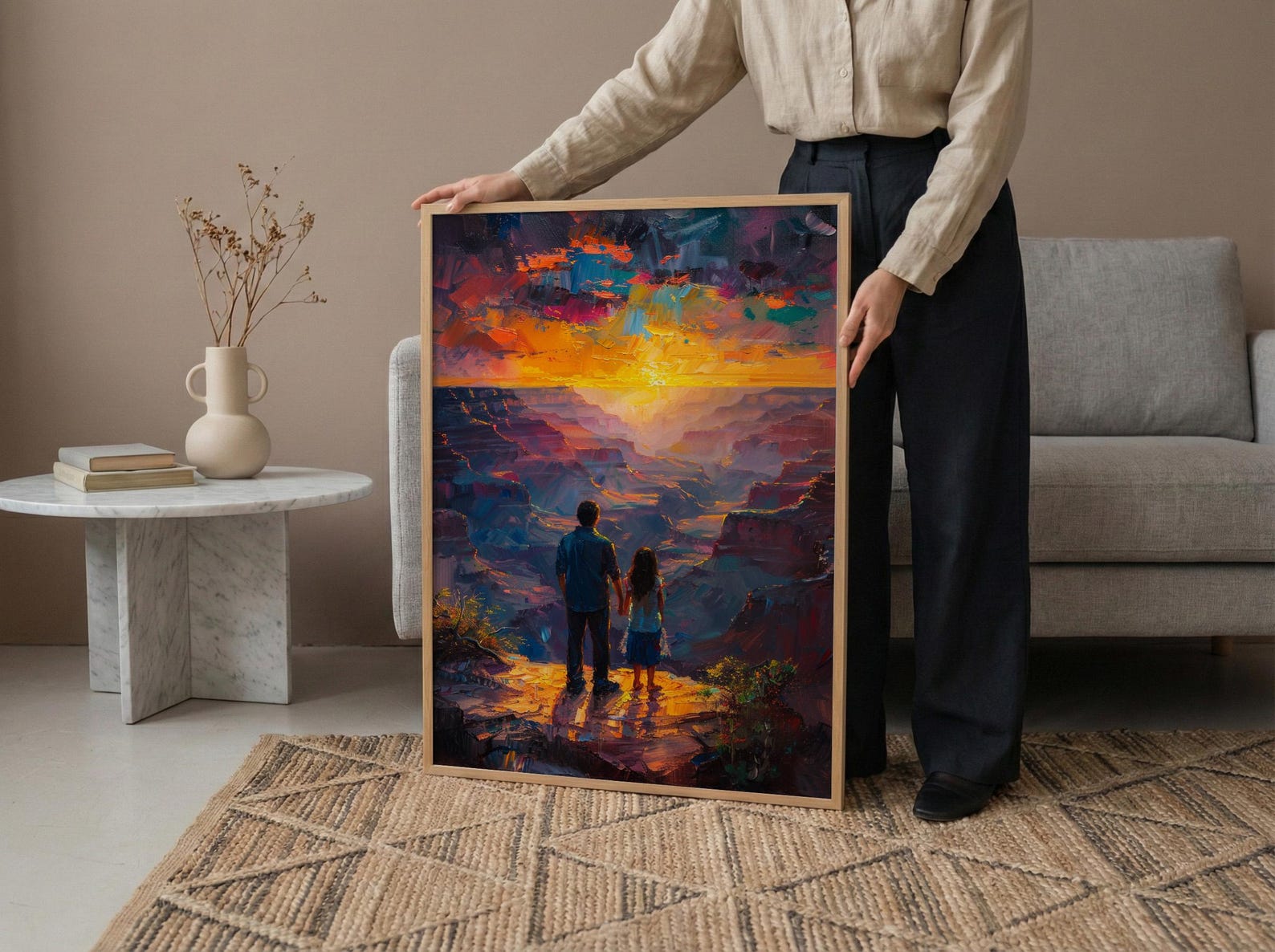 Grand Canyon Art Print, Father And Daughter Decor - Desert Sunset Landscape — view 6