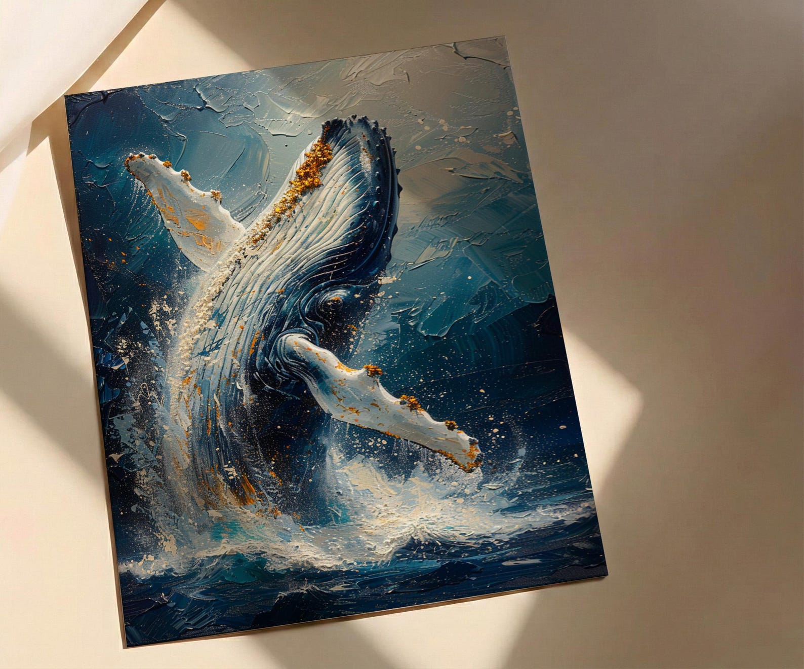 Tonga Ocean Whale Art Print, Deep Blue Home Decor - Majestic Breaching Coast Summer Picture — view 5