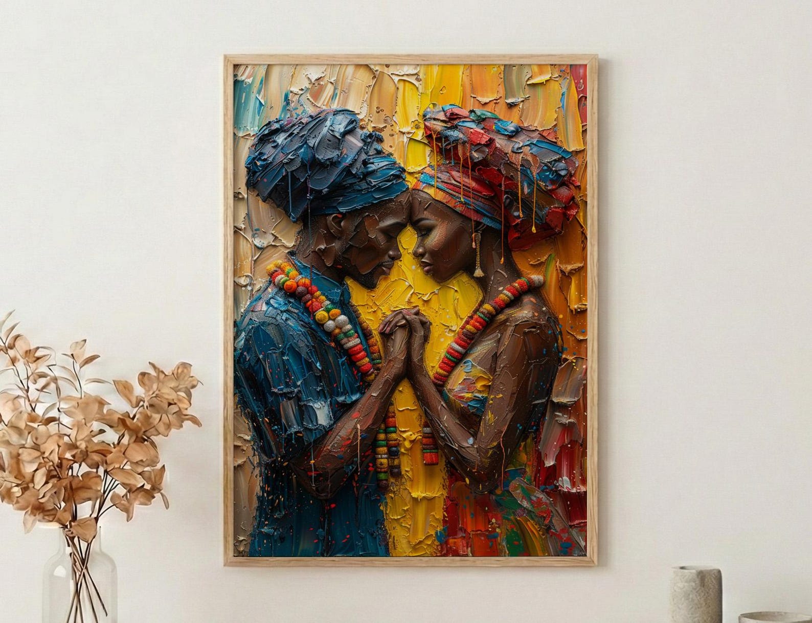 African Bride and Groom, Black Love Wall Art - Anniversary Gift — view 2