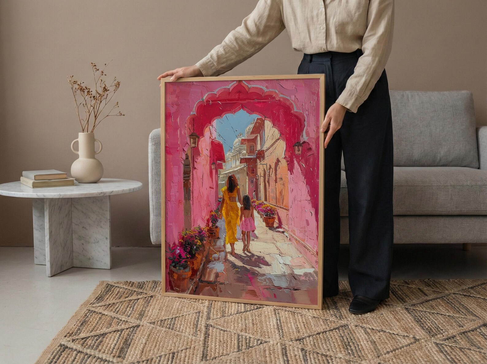 Jaipur India Art Print, Mothers Day Gift From Daughter, Pink City Wall Art, Mother Daughter Poster, Shipped Wall Art — view 5