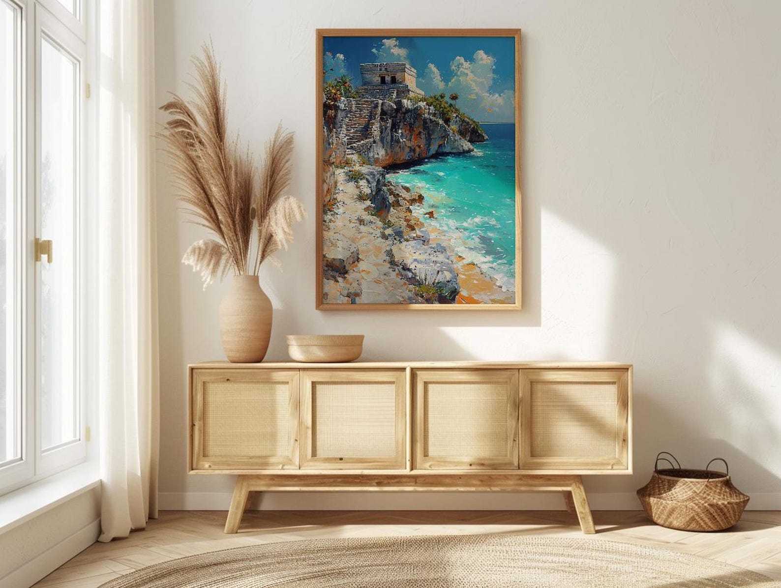 Tulum Ruins Poster, Mexico Beach Wall Decor - Mayan Stone Art — view 3