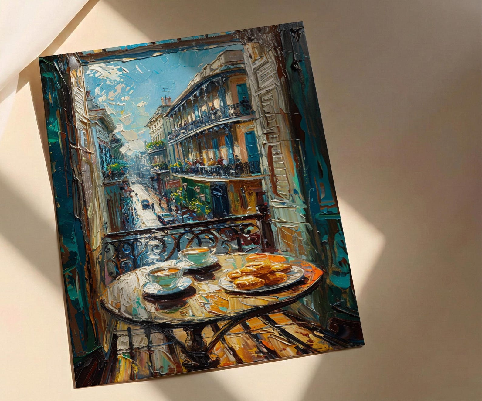 New Orleans Wall Art, Open Window View, French Quarter Balcony Print, Jazz Decor, Cafe Du Monde Vibe — view 2