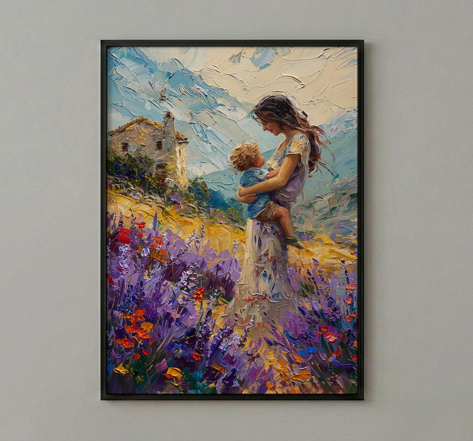 Lavender Field Wall Art, Mother Son Print - Gift for Mom — view 2