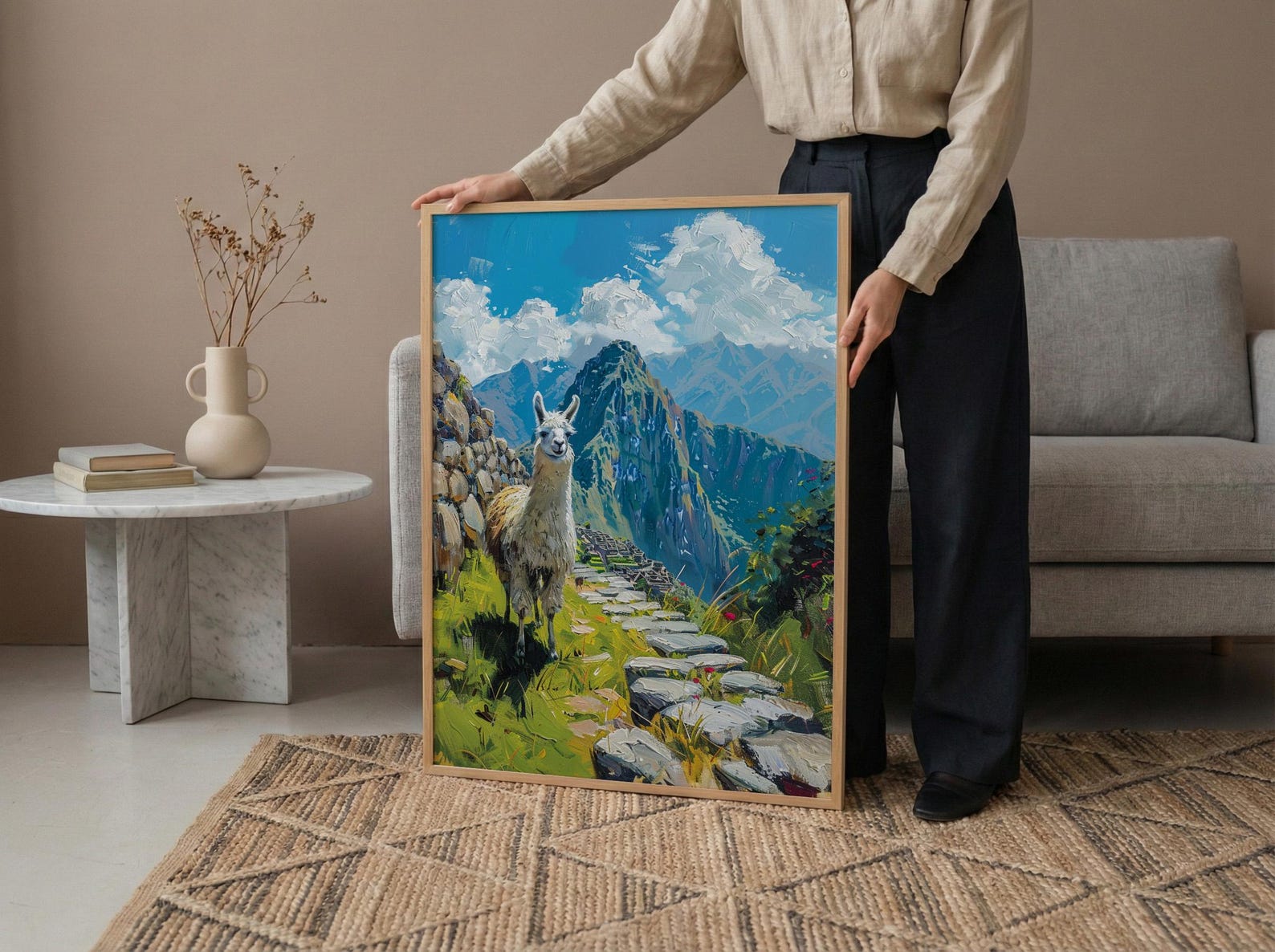 Machu Picchu Llama, Peru Mountain Decor - Cute Animal Poster — view 6