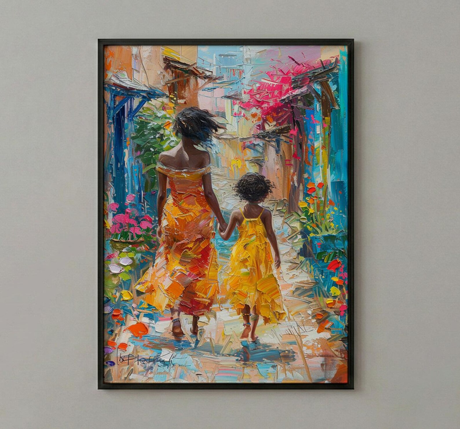 Ethiopia Harar Art Print, Mothers Day Gift From Daughter, Colorful Street Wall Art, Mother Daughter Poster, African Decor — view 3
