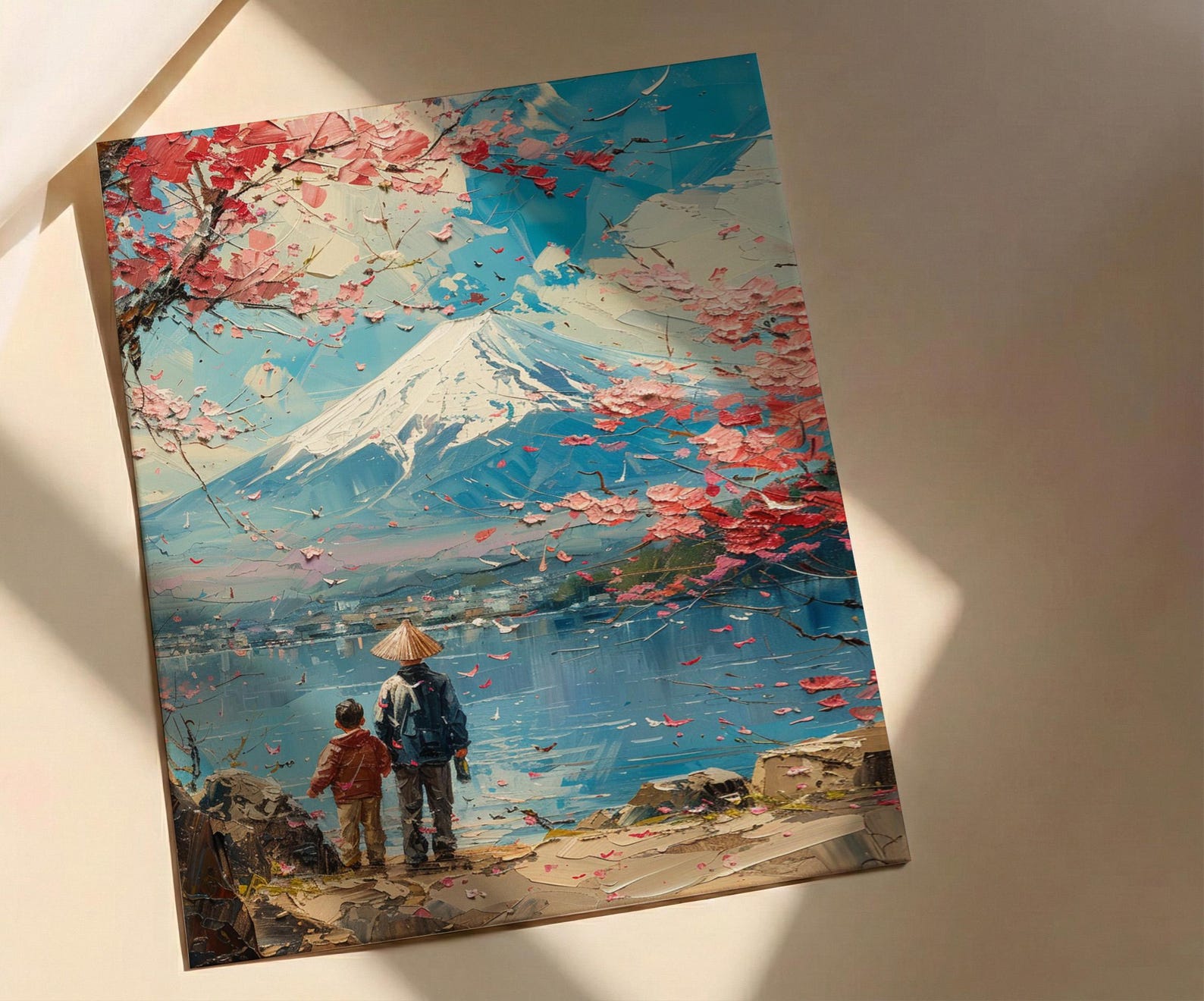 Mount Fuji Art Print, Father And Son Landscape Poster - Fathers Day Gift — view 2