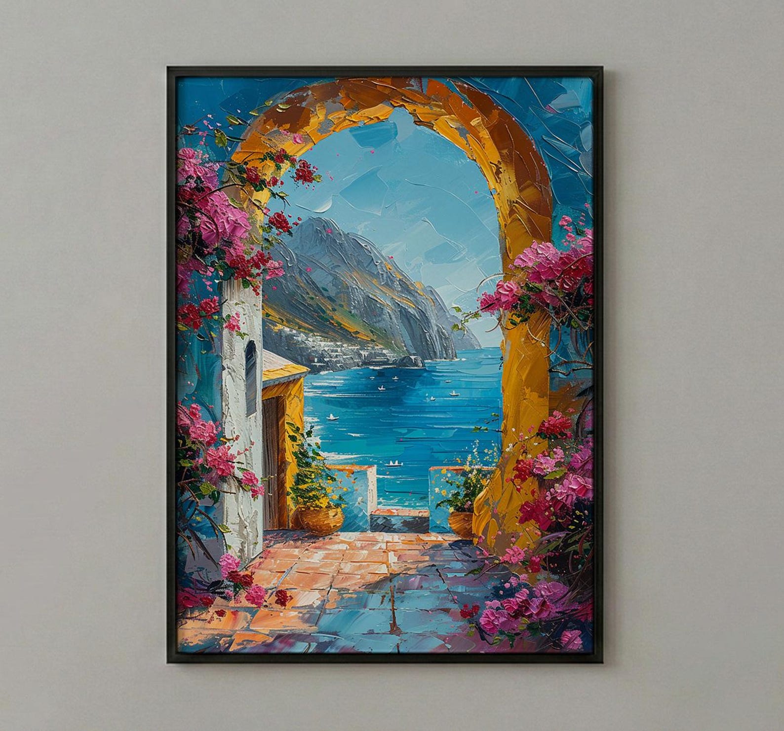 Antigua Guatemala Art, Yellow Arch Wall Decor - Volcano Print — view 3