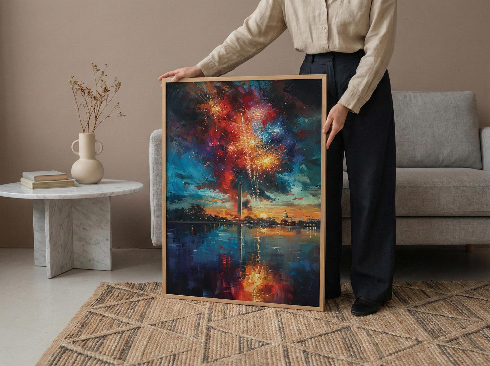 Washington Monument Poster, 4th of July Fireworks Decor - Patriotic City Art — view 6