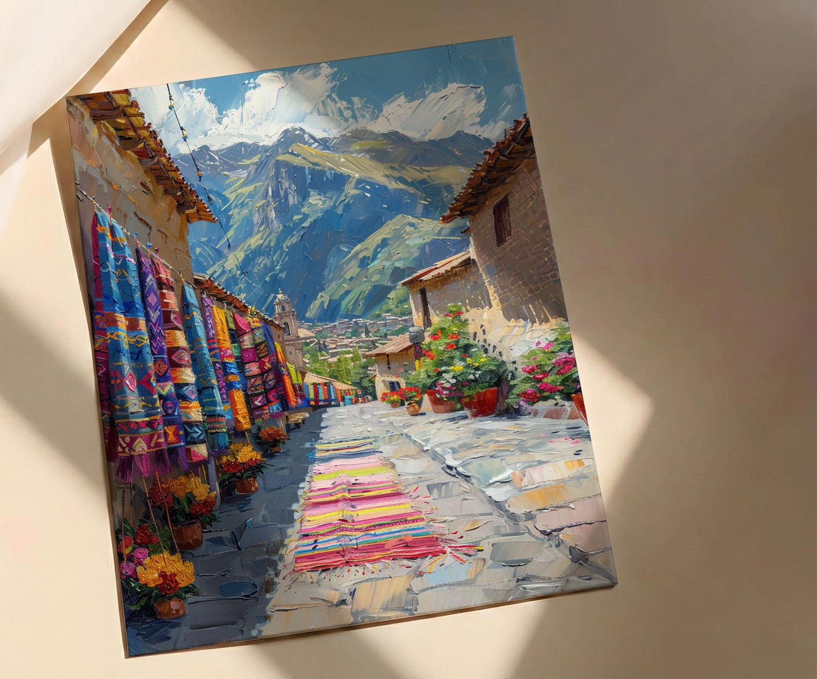 Pisac Market Art Print, Andean Textile Decor - Peru Summer Wall Art — view 2