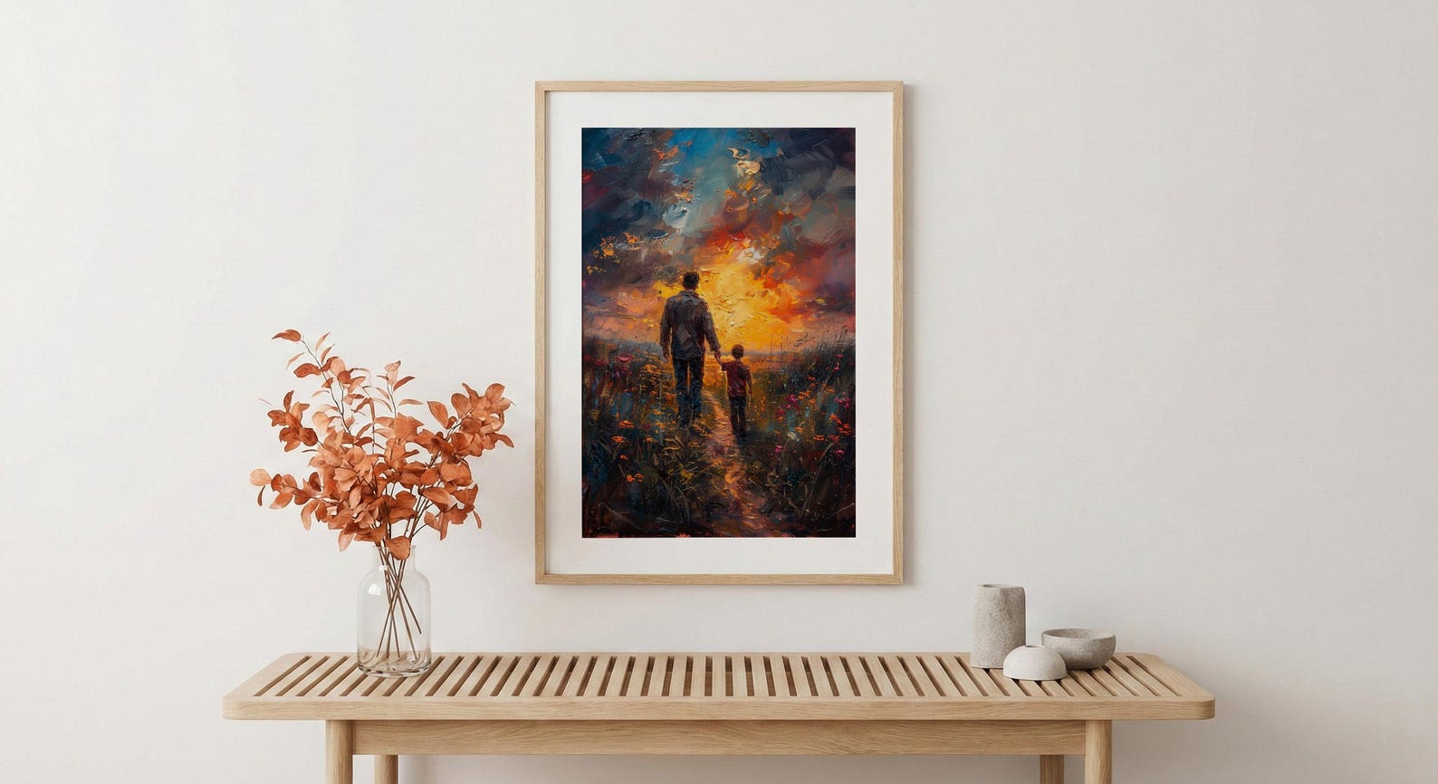 Father And Son Wall Art, Walking Together Decor - Sunset Country Print — view 5