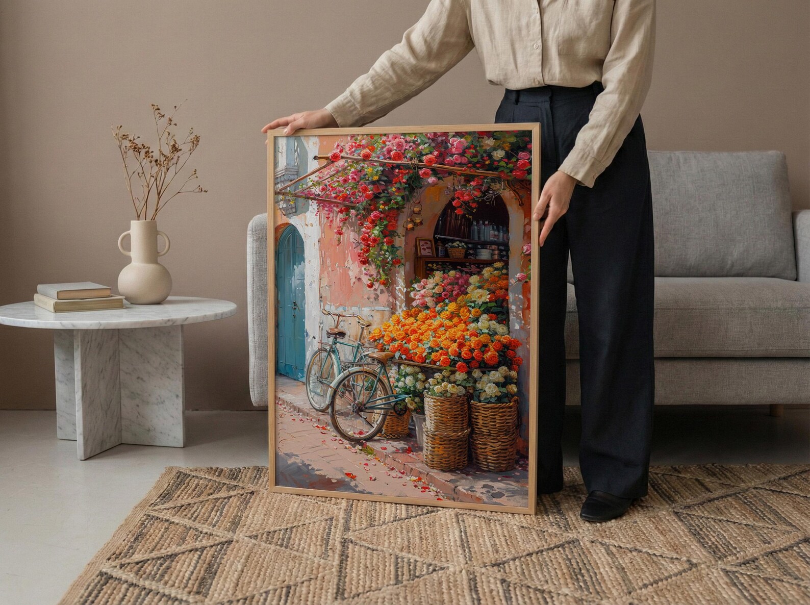 Marrakech Terracotta Art Print, Orange Blossom Market Decor - Textured Impasto Oil Painting — view 6