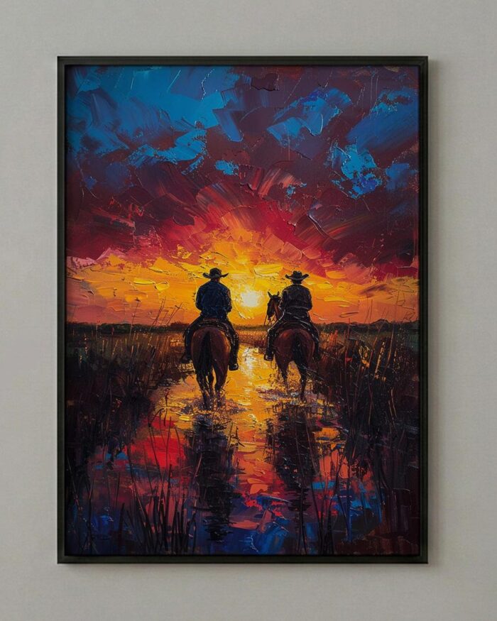 Argentina Gaucho Art Print, Green Pampas Decor - Golden Sunset Poster