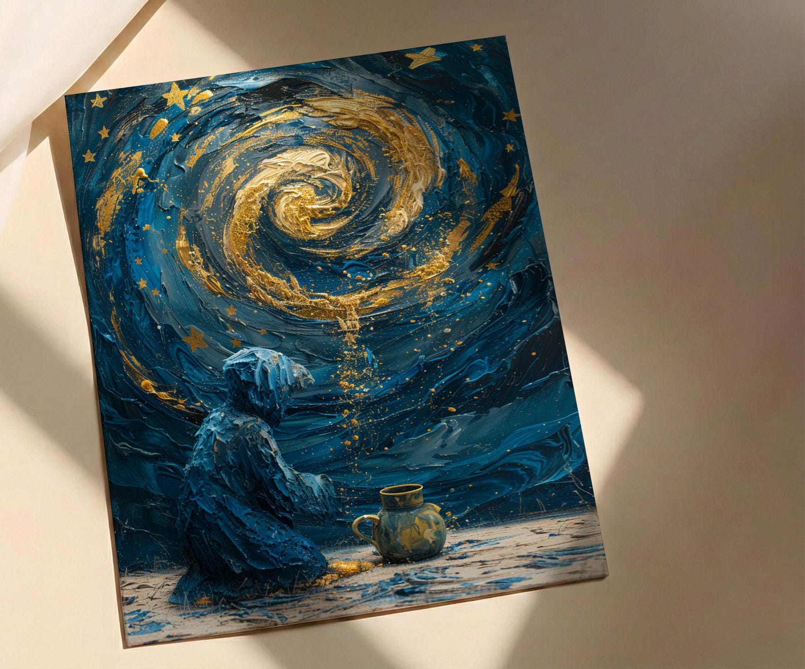 The Star Tarot Card Print, Hope and Healing Art, Celestial Wall Decor, Impasto Oil Painting, Spiritual Gift, Wish Fulfillment, Blue Art — view 4