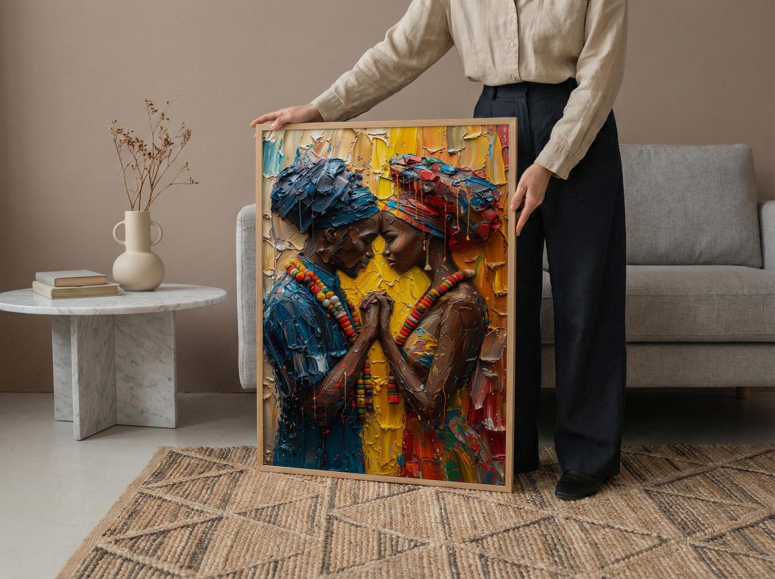 African Bride and Groom, Black Love Wall Art - Anniversary Gift — view 5