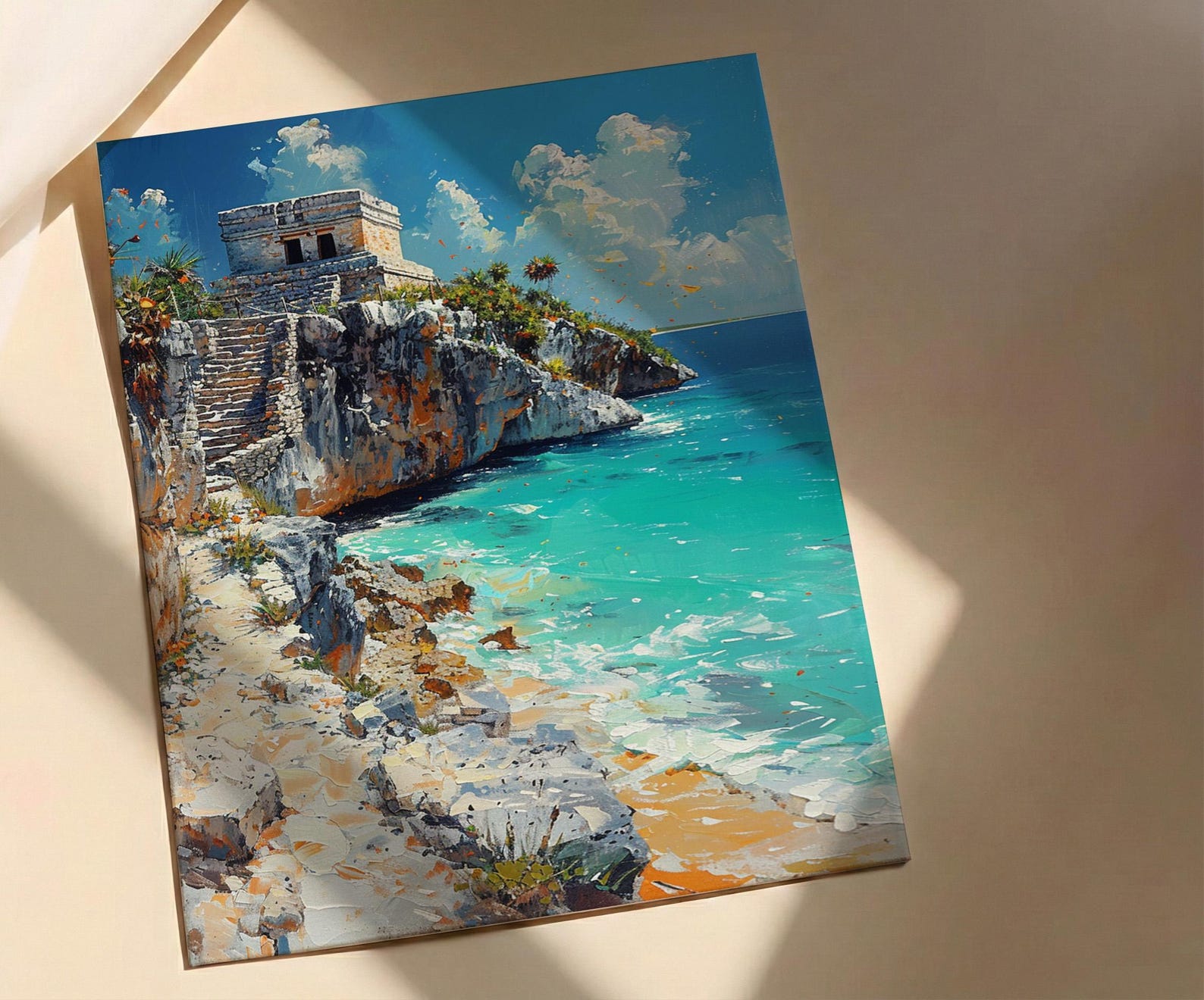 Tulum Ruins Poster, Mexico Beach Wall Decor - Mayan Stone Art — view 5