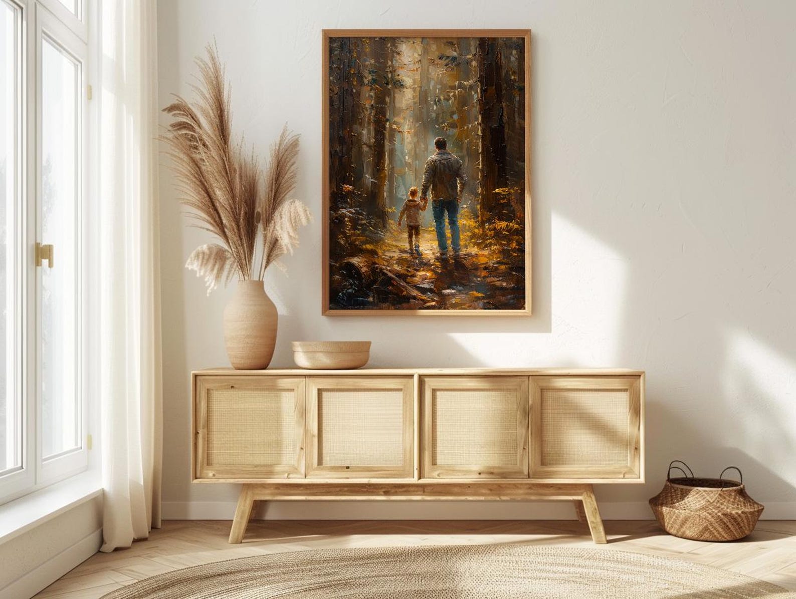 Redwood Forest Wall Art, Father And Child Decor - Giant Trees Nature Print — view 3