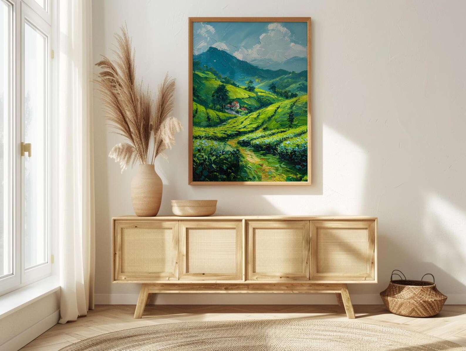 Rwanda Tea Hills Art Print, Green Plantation Decor - Morning Landscape — view 4