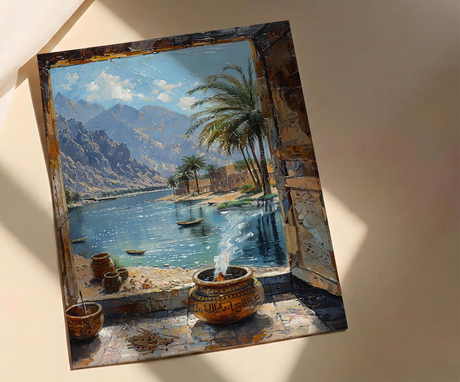 Oman Window Wall Art, Fort Mountain Decor - Frankincense Incense View — view 4