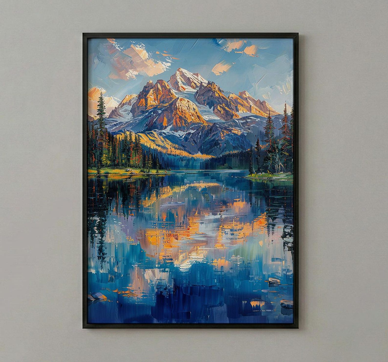 Grand Teton National Park Poster, Wyoming Mountain Lake Decor - Calm Summer Morning Landscape — view 2