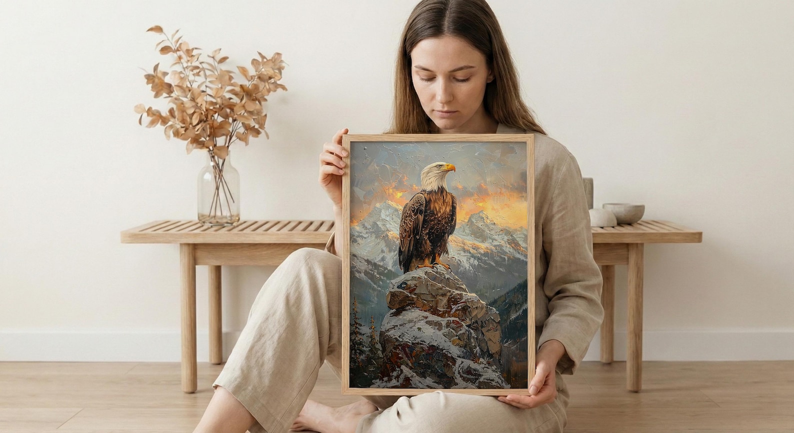 Bald Eagle Sunrise Poster, Majestic Mountain Decor - Patriotic Wildlife Art — view 6