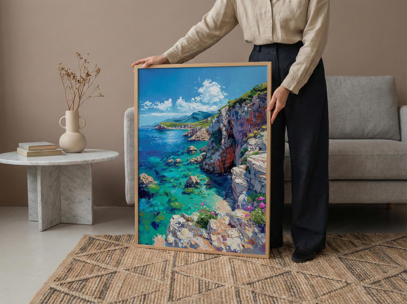 Corsica Art Print, France Coastal Decor - Red Granite Cliff — view 6