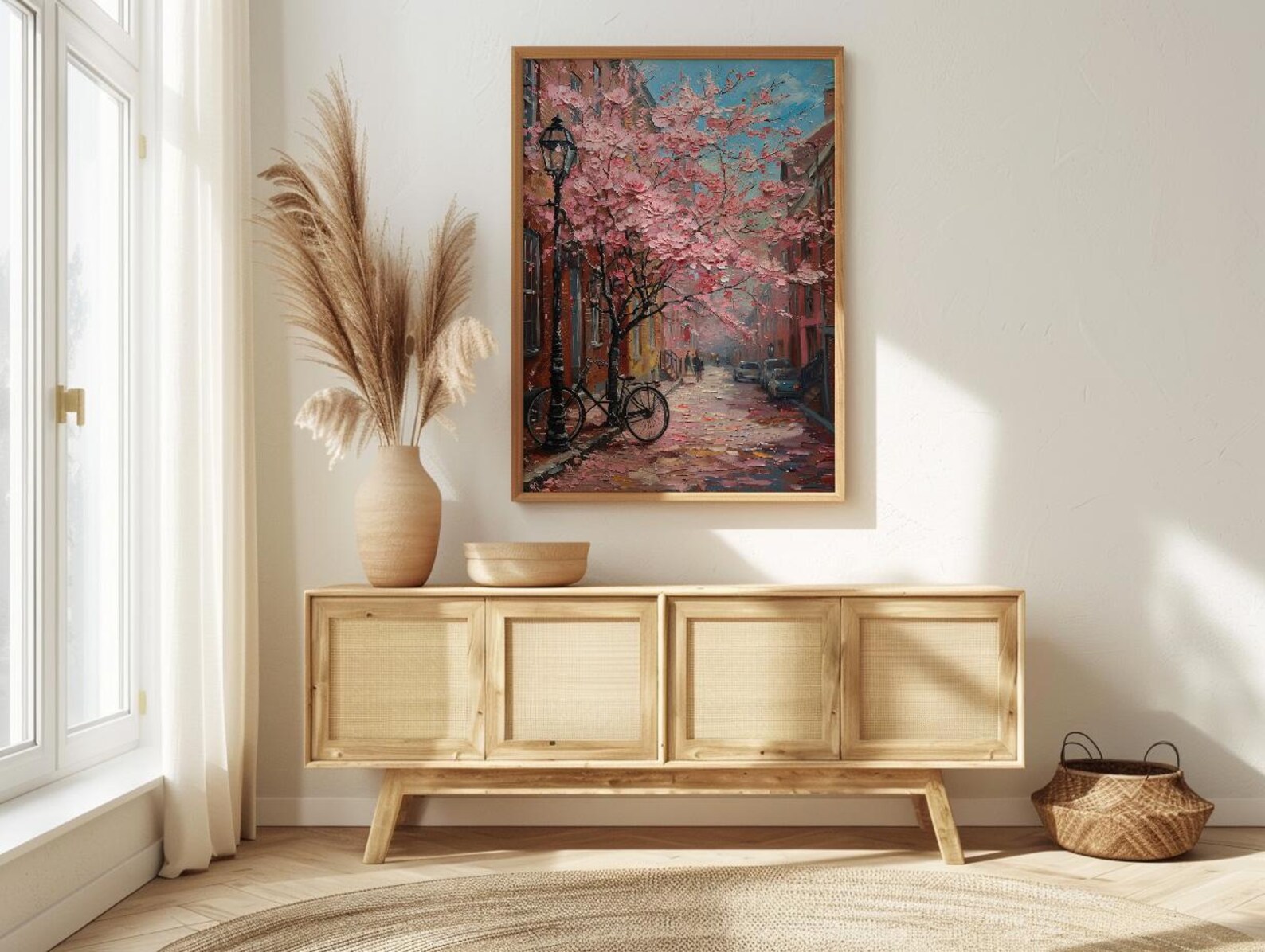 Boston Beacon Hill Art Print, Pink Magnolia Decor - Spring Poster — view 4