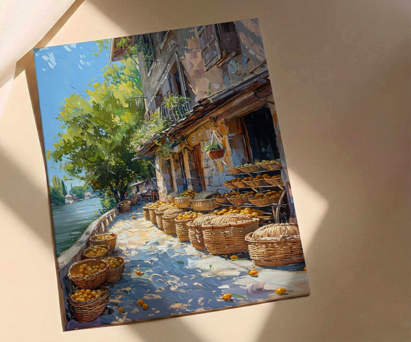 Argentina Market Wall Art, Riverfront Decor - Wicker Basket Print — view 2