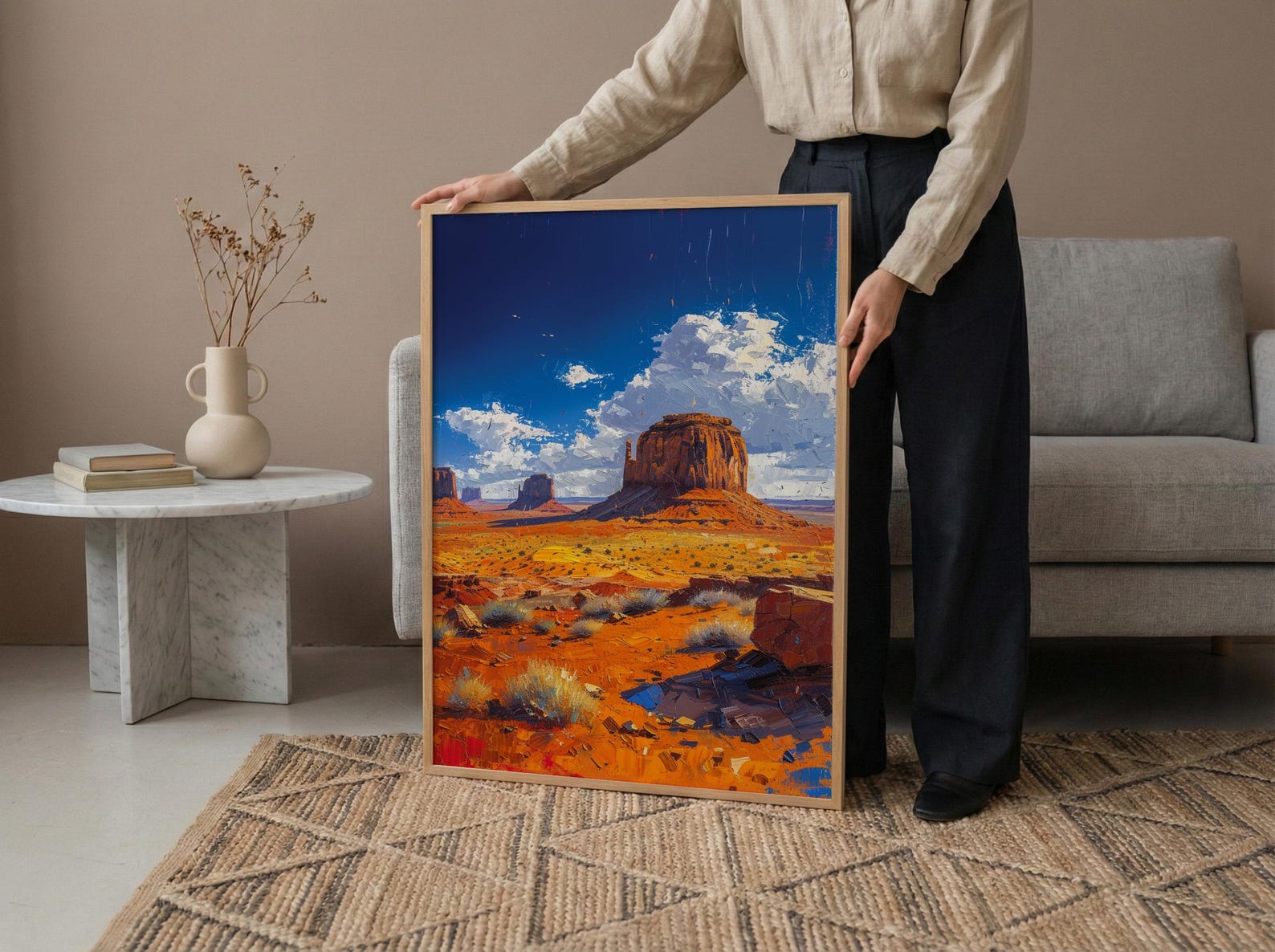 Monument Valley Wall Art, Western Desert Red Rock Decor - Bright Blue Summer Sky — view 5