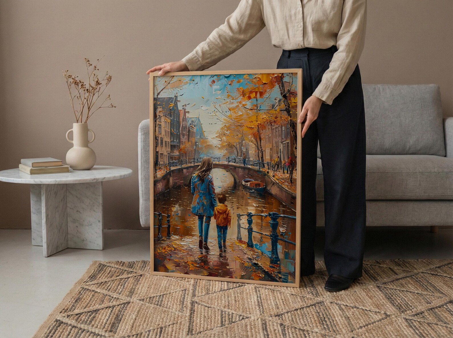 Amsterdam Canal Print, Mothers Day Gift From Son, Netherlands Wall Art, Mom And Son Poster, Museum Quality Decor — view 6