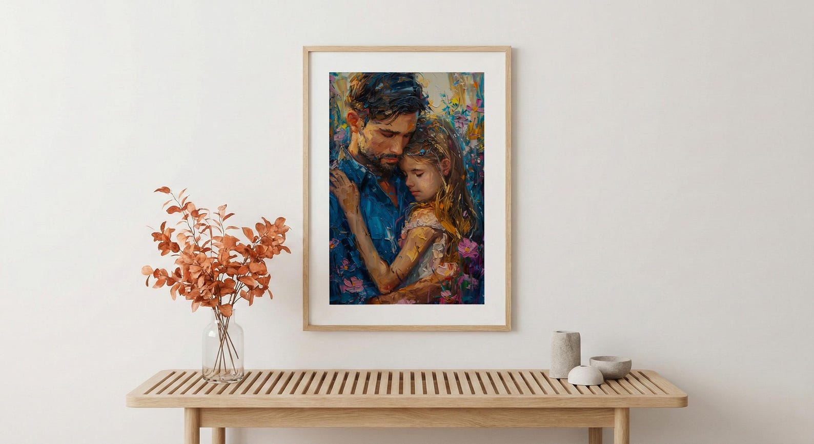 Comforting Child Poster, Father Support Decor - Emotional Family Wall Art — view 5