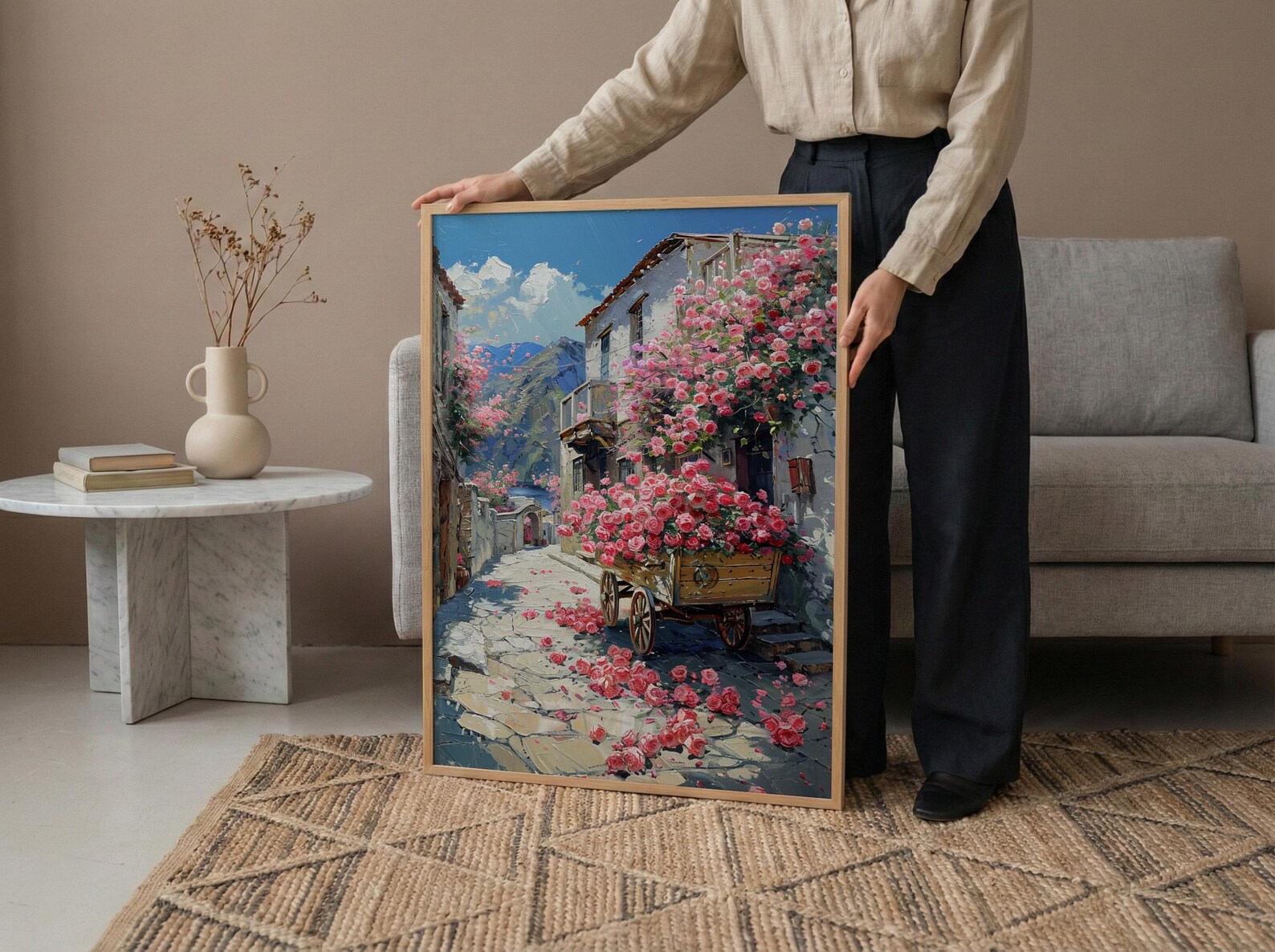 Taif Wall Art, Pink Rose Decor - Saudi Arabia Spring Print — view 5