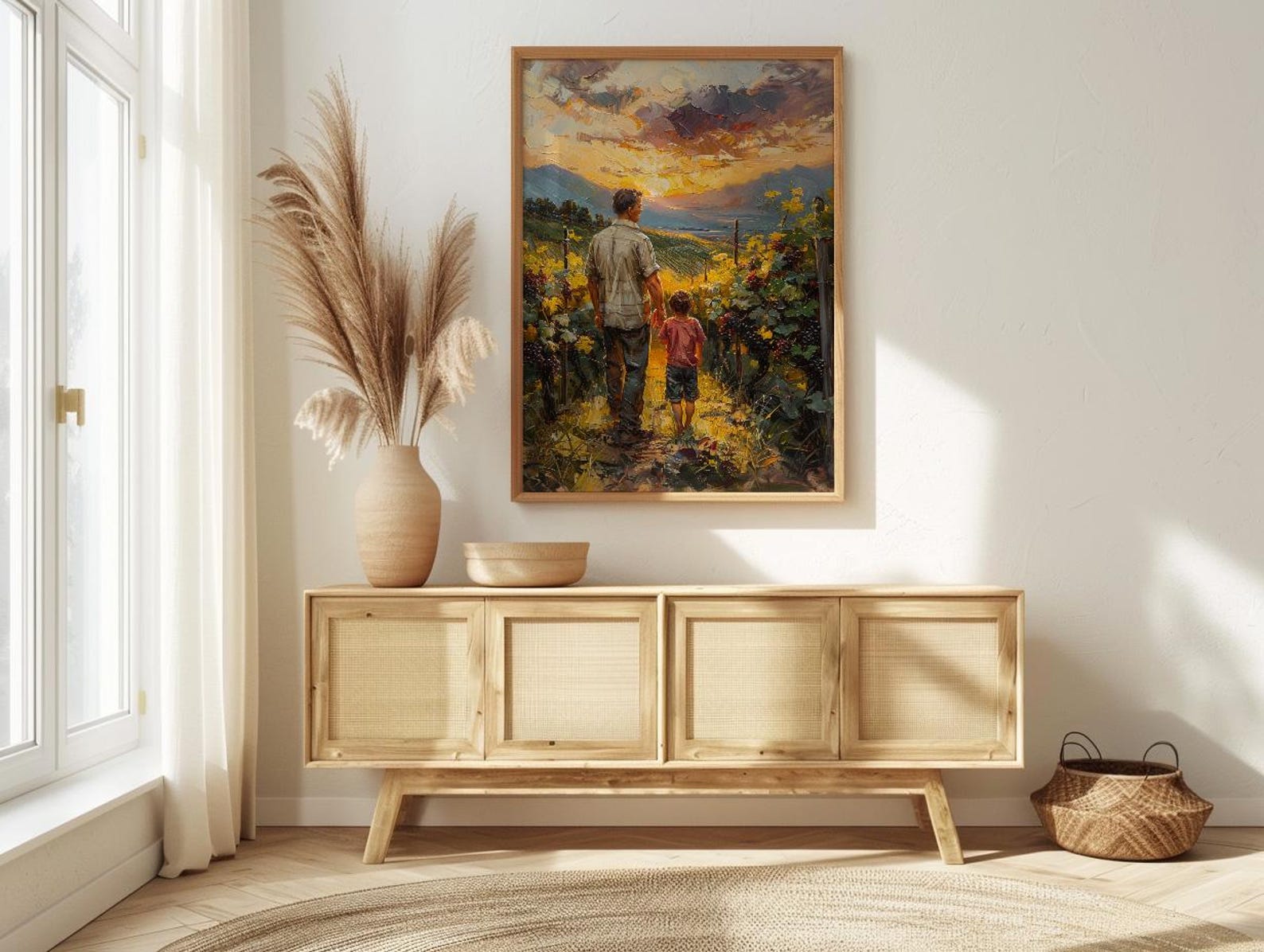 Vineyard Landscape Wall Art, Father And Child Print - Dad Birthday Gift — view 4