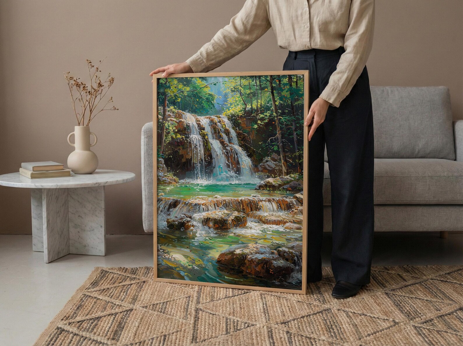 Plitvice Lakes Art, Croatia Nature Decor - Emerald Waterfall Print — view 6