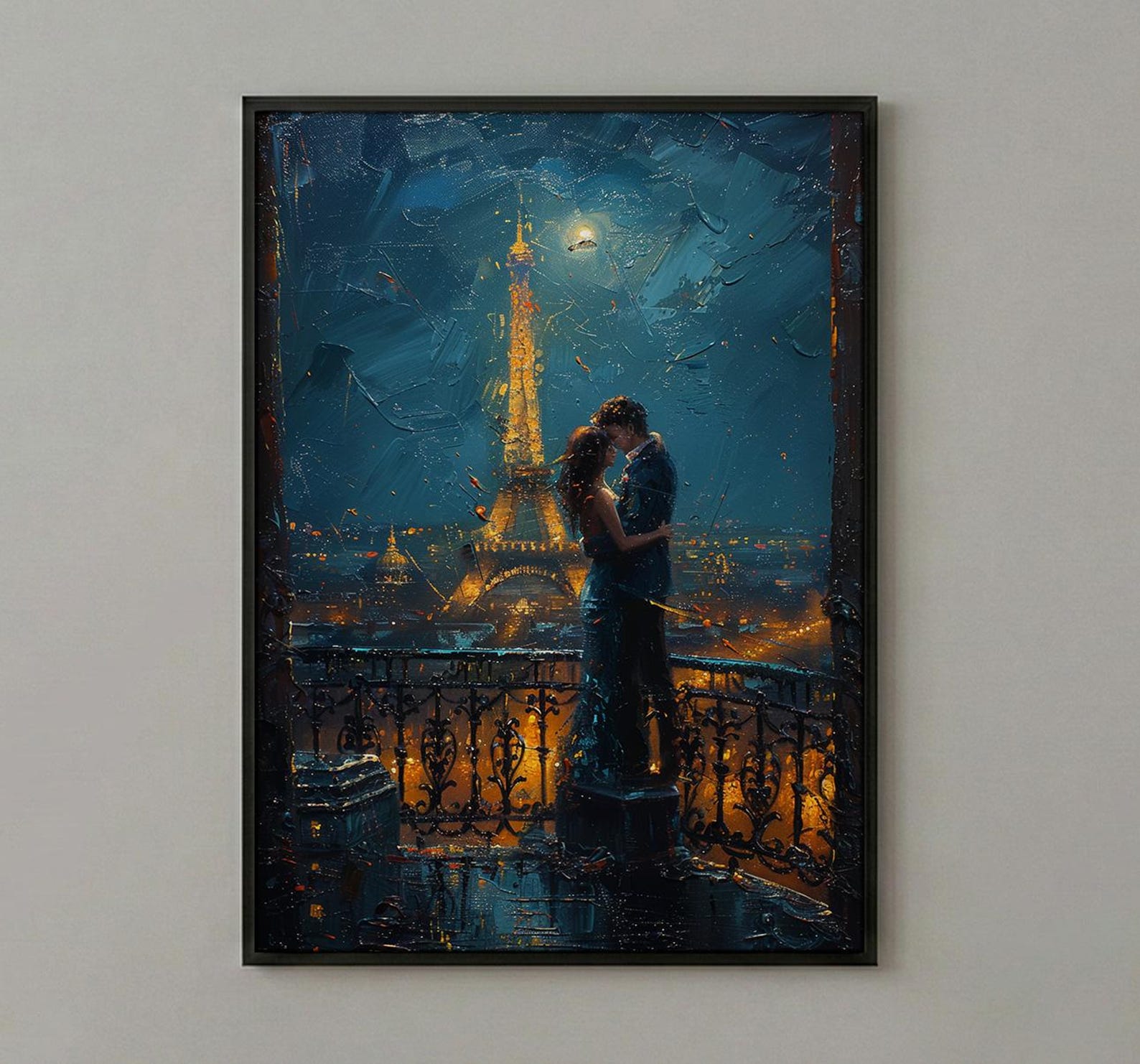 Paris Elopement Art, Eiffel Tower Decor - Romantic City Print