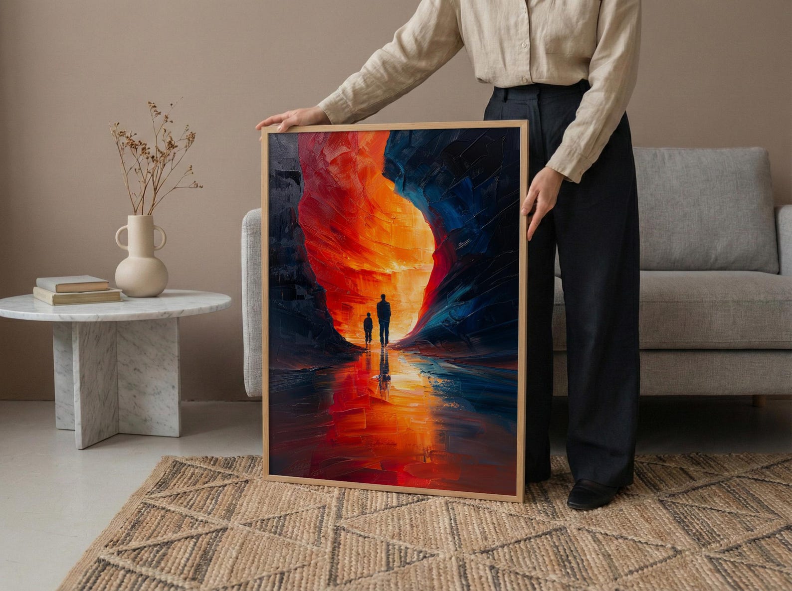Antelope Canyon Art Print, Father And Son Wall Decor - Desert Sandstone Landscape — view 6