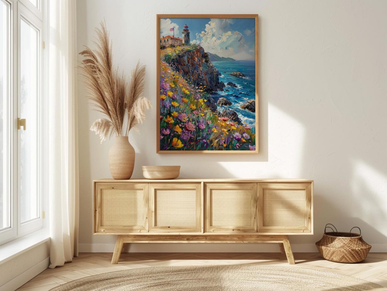 California Lighthouse Wall Art, Coastal Americana Decor - Patriotic Ocean Print — view 4
