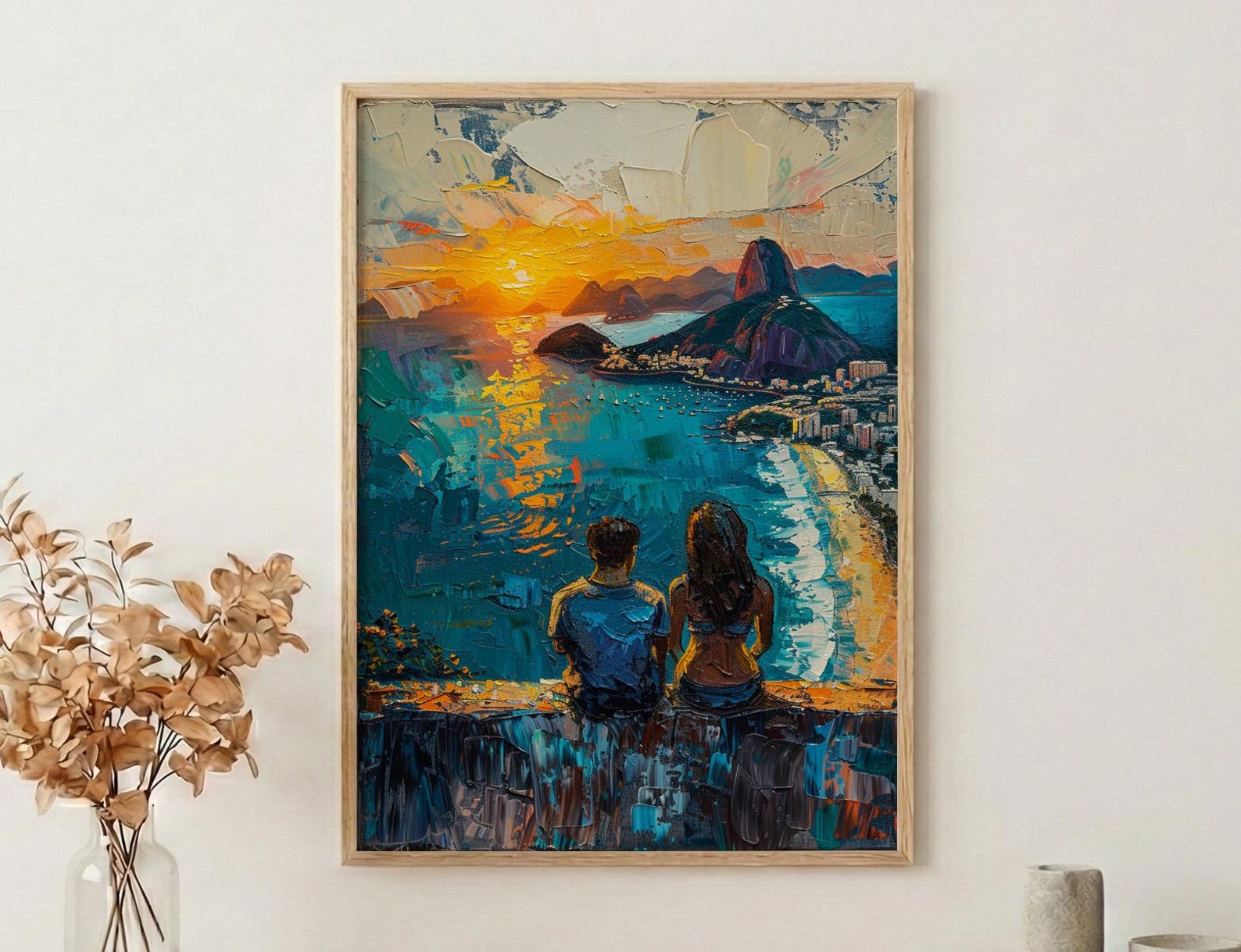 Rio de Janeiro Art, Christ Redeemer Print, Brazil Sunset, Impasto Oil Painting, Cityscape Decor, Travel Gift, Anniversary Gift