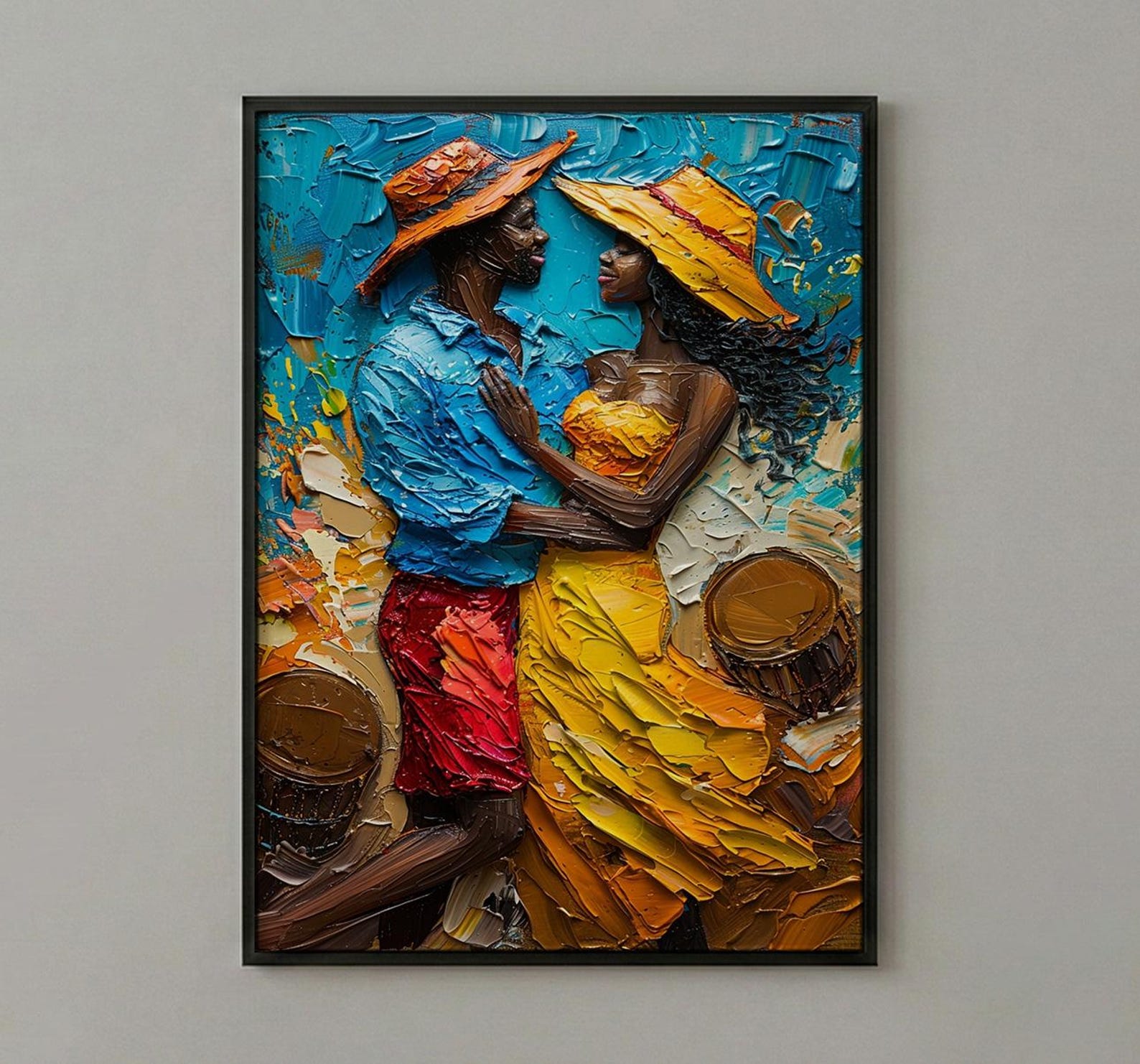 African Wedding Dance Art, Kente Cloth Print - Newlywed Gift — view 2