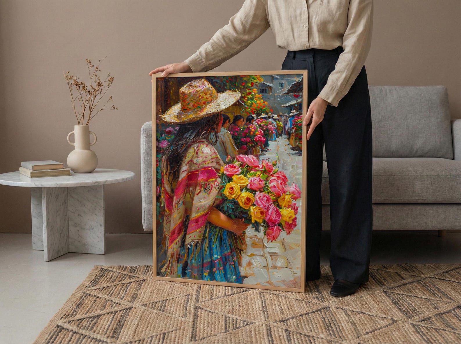 Ecuador Flower Art Print, Cuenca Plaza Wall Decor - Yellow Rose — view 4