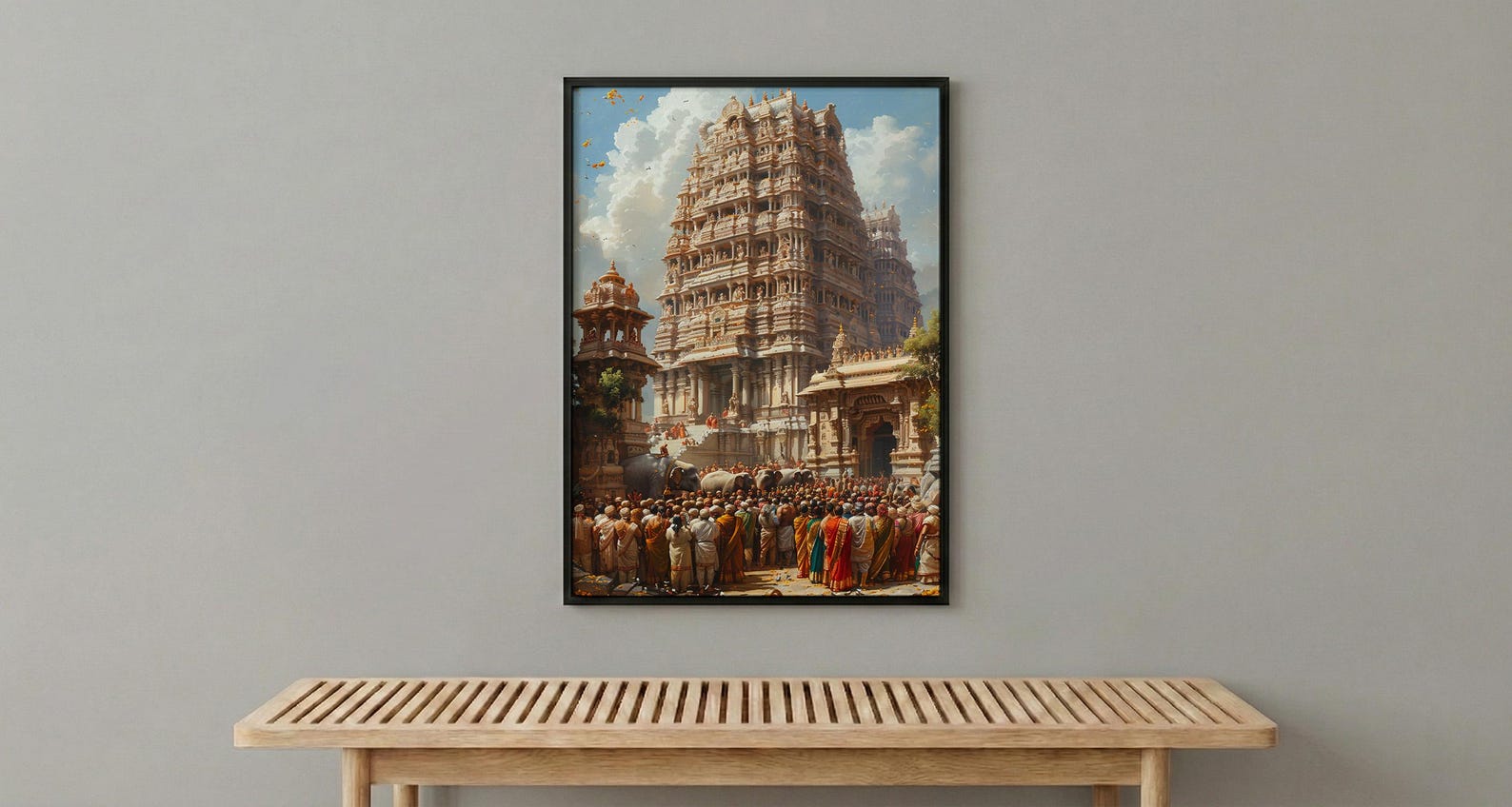 South Indian Wedding, Kerala Temple Decor - Cultural Wall Art — view 6