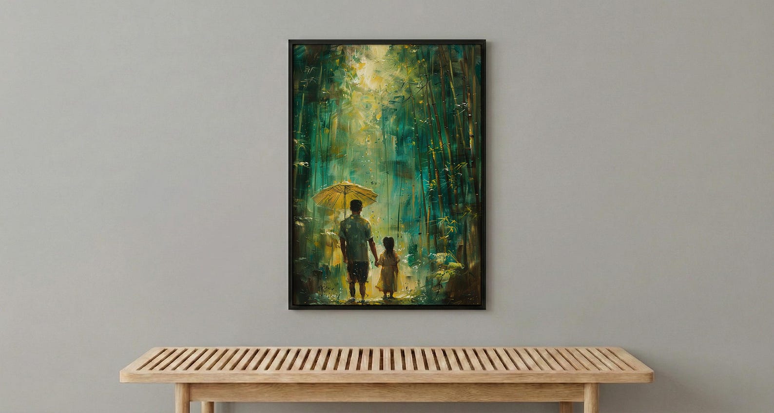 Bamboo Forest Art Print, Father And Daughter Poster - Serene Nature Decor — view 6