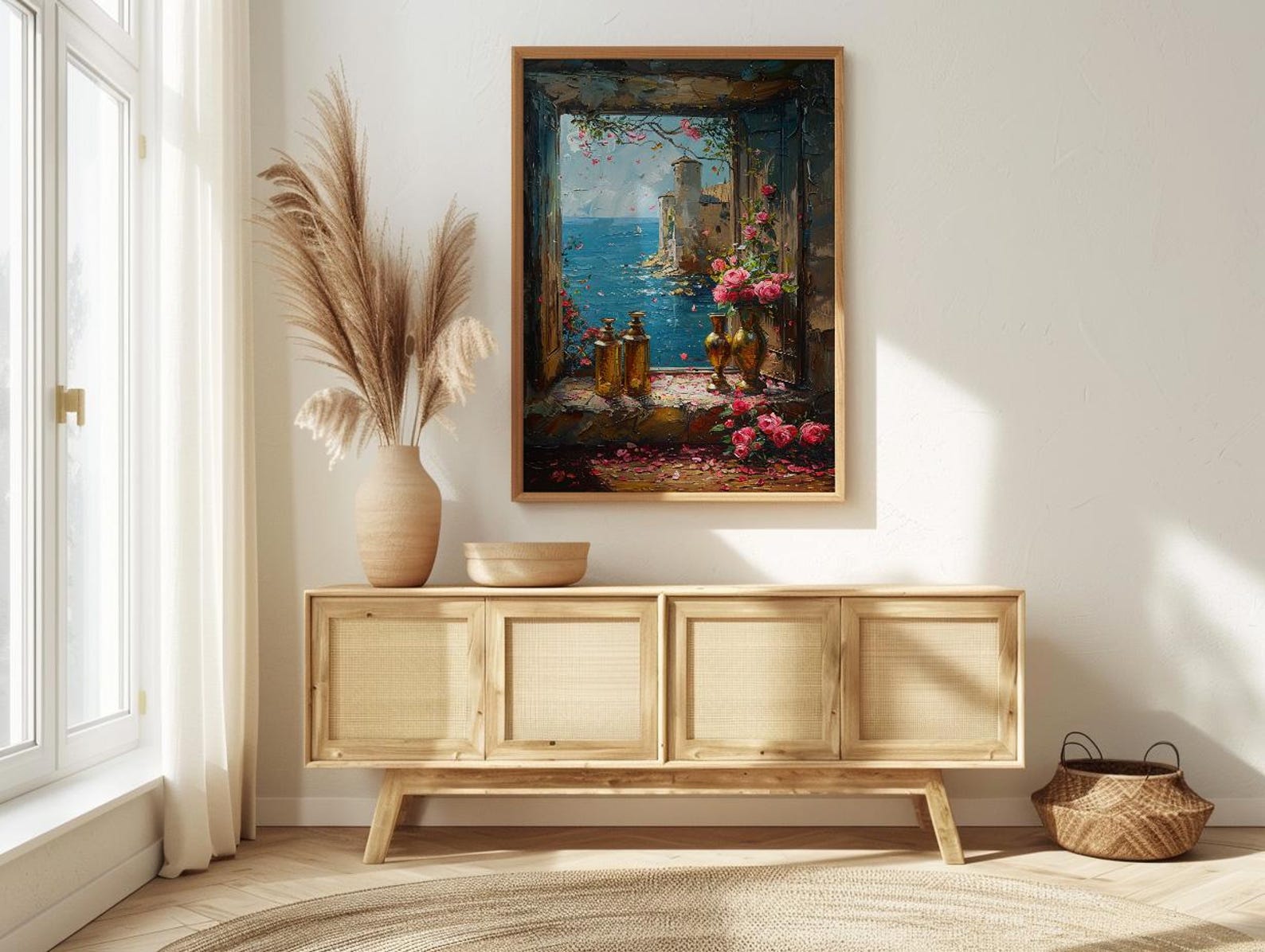 Fantasy Wall Art, Alchemist Window Art Print, Medieval Tower Poster, Golden Chalice Decor, Magical Romance Painting — view 4
