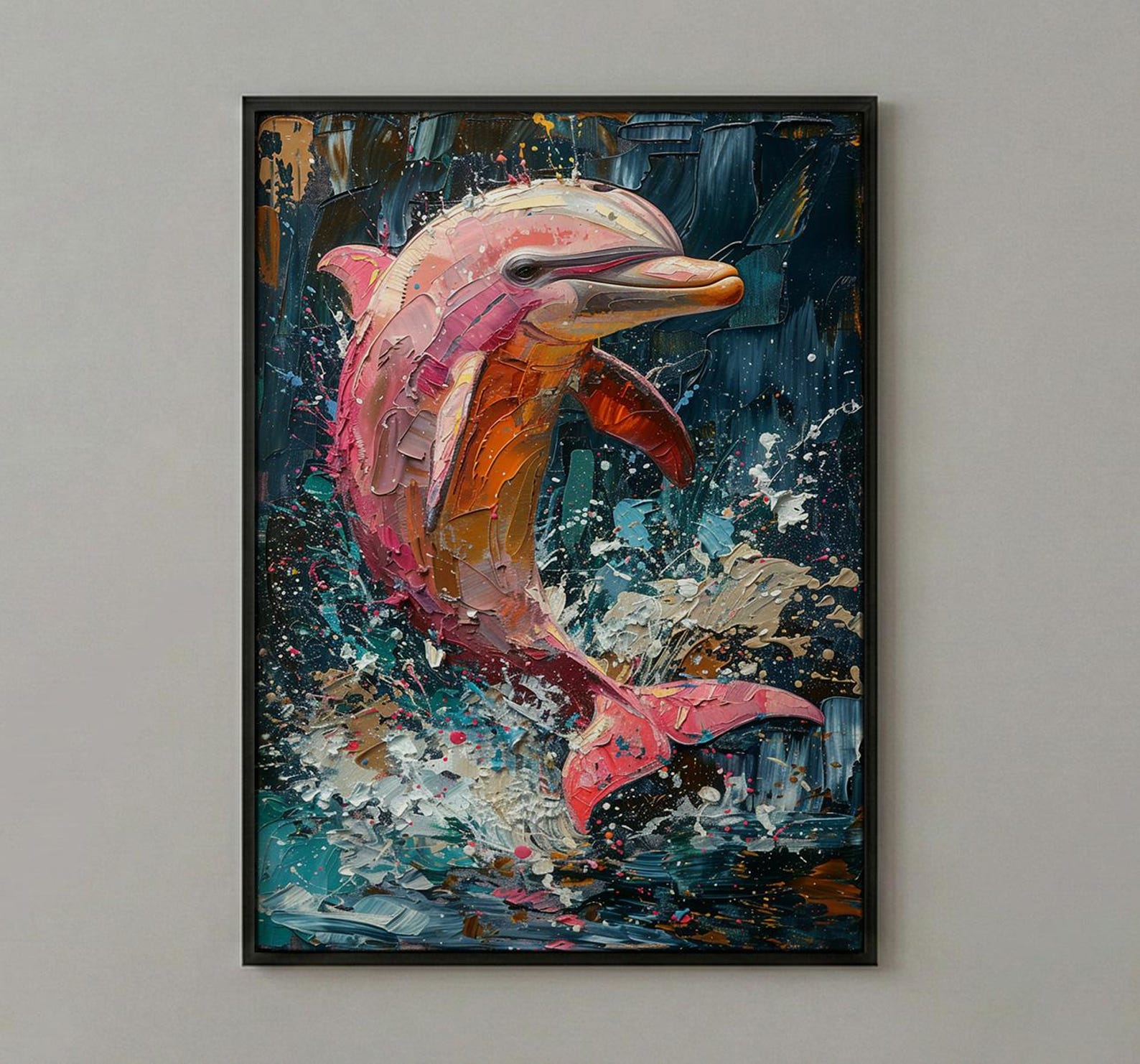 Pink River Dolphin Poster, Amazon Nature Wall Decor - Tropical Water Art — view 3