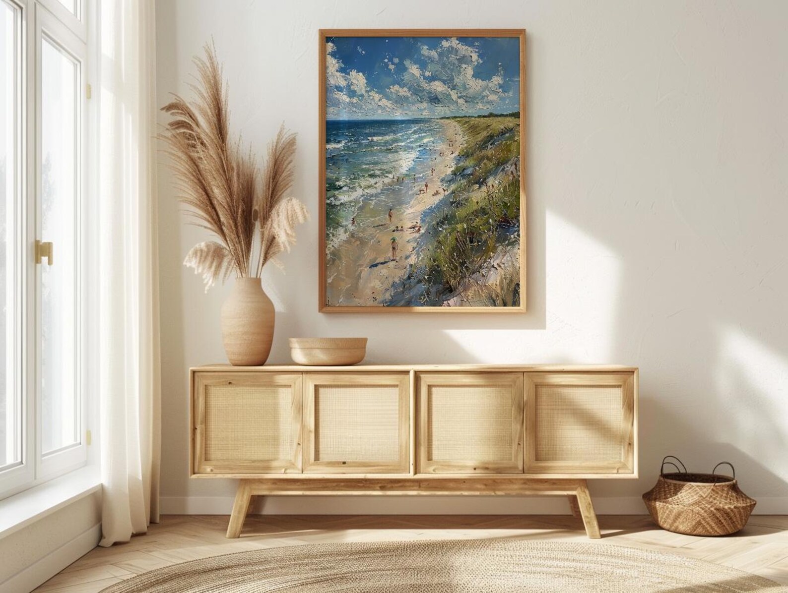 Outer Banks Beach Art Print, North Carolina Coastal Decor - Rolling Summer Surf Wild Horse — view 4