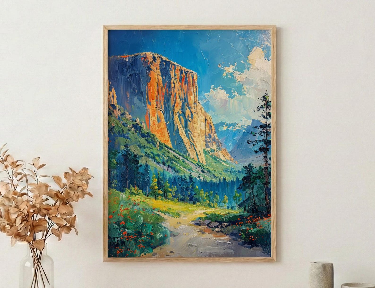 Yosemite National Park Art Print, Majestic El Capitan Nature Decor - Green Summer Valley
