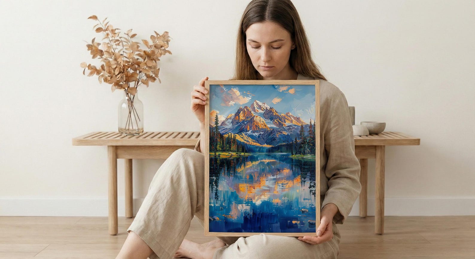 Grand Teton National Park Poster, Wyoming Mountain Lake Decor - Calm Summer Morning Landscape — view 6