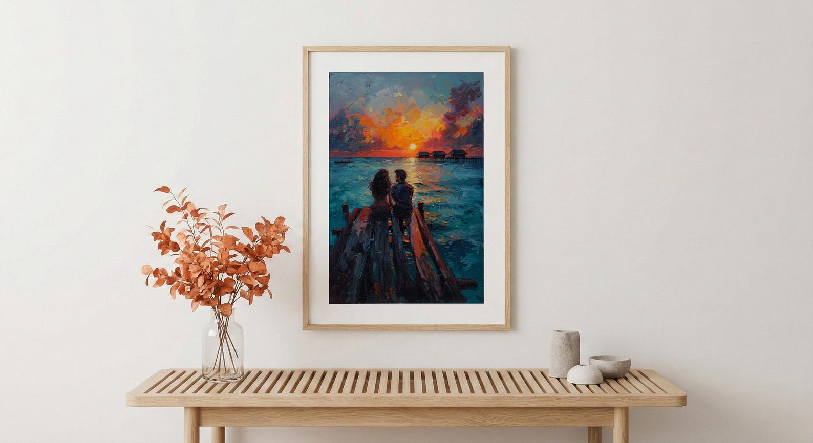 Maldives Ocean Wall Decor, Tropical Sunset Print - Master Bedroom Art — view 5