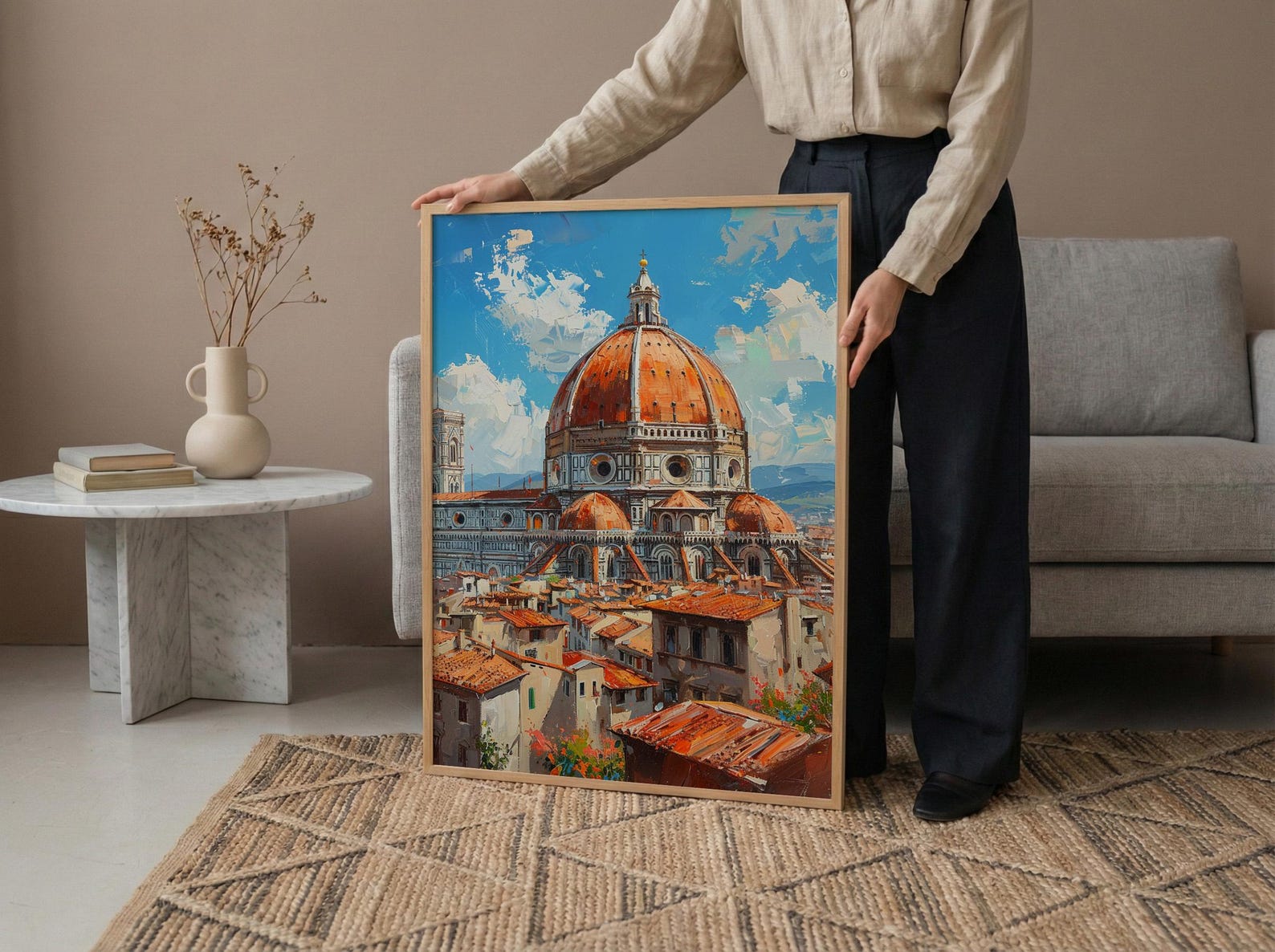 Florence Duomo Poster, Italy City Decor - Terracotta Dome Art — view 6